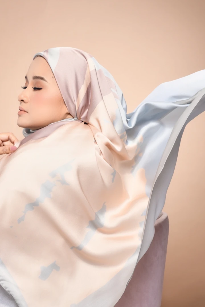 Sky Smoothy Silk Square Printed Scarf