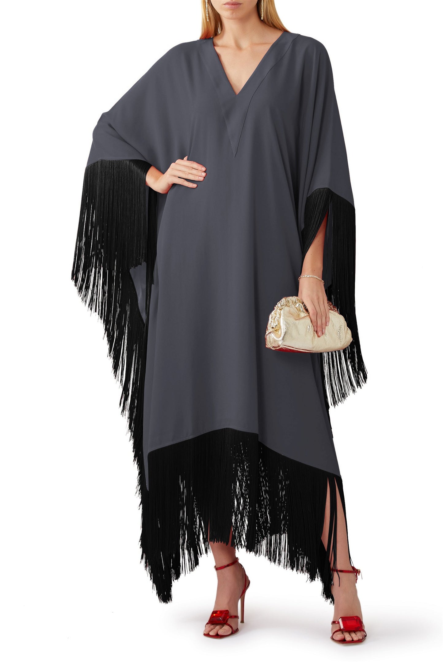 Designer regular Wear Grey V Neck kaftan