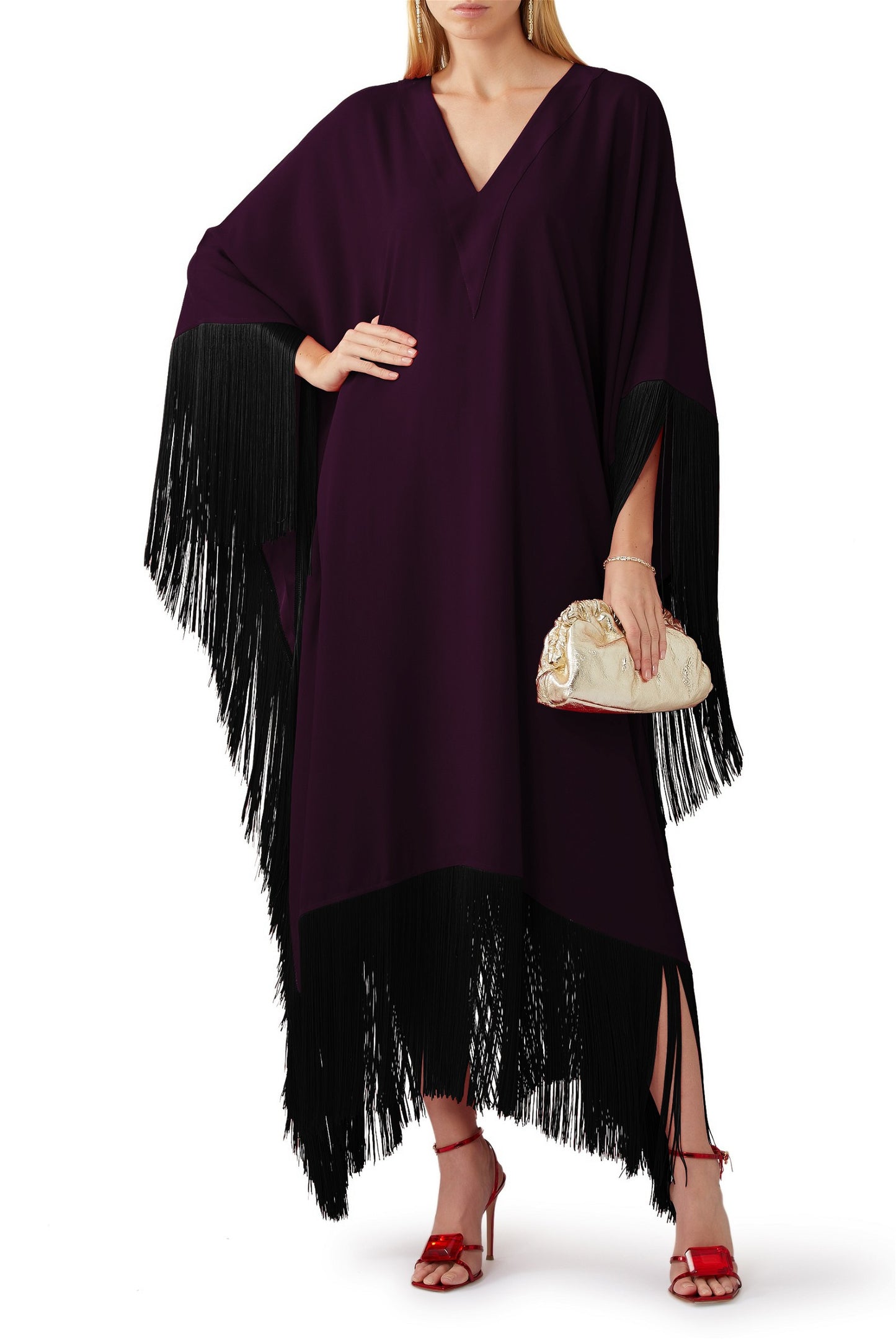 Designer regular Wear Wine V Neck kaftan