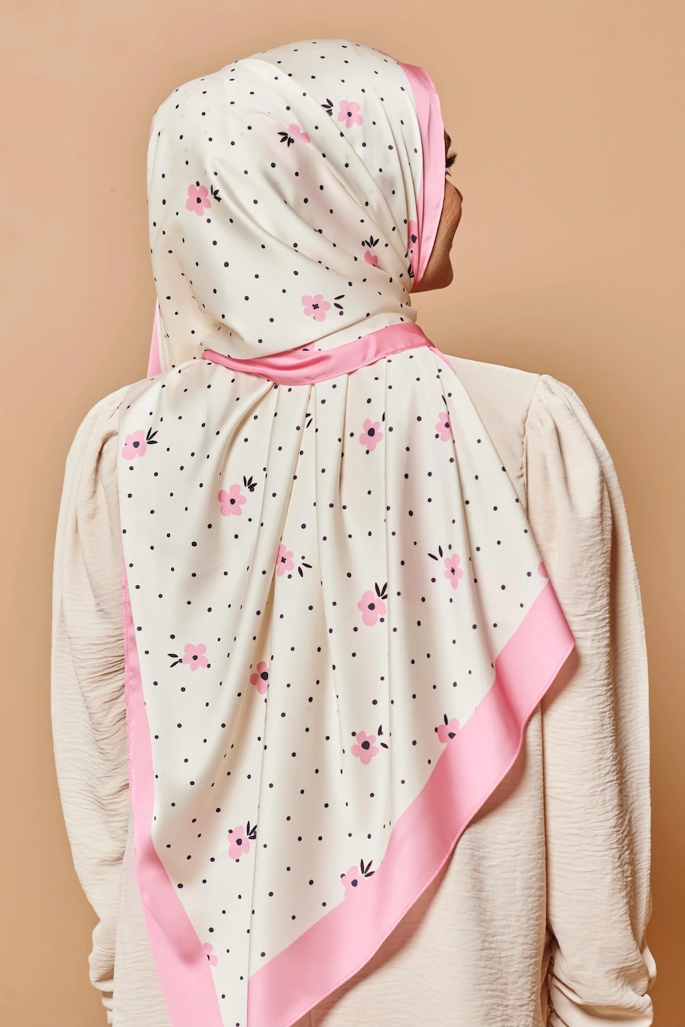 Pink Border Silk Square Printed Scarf