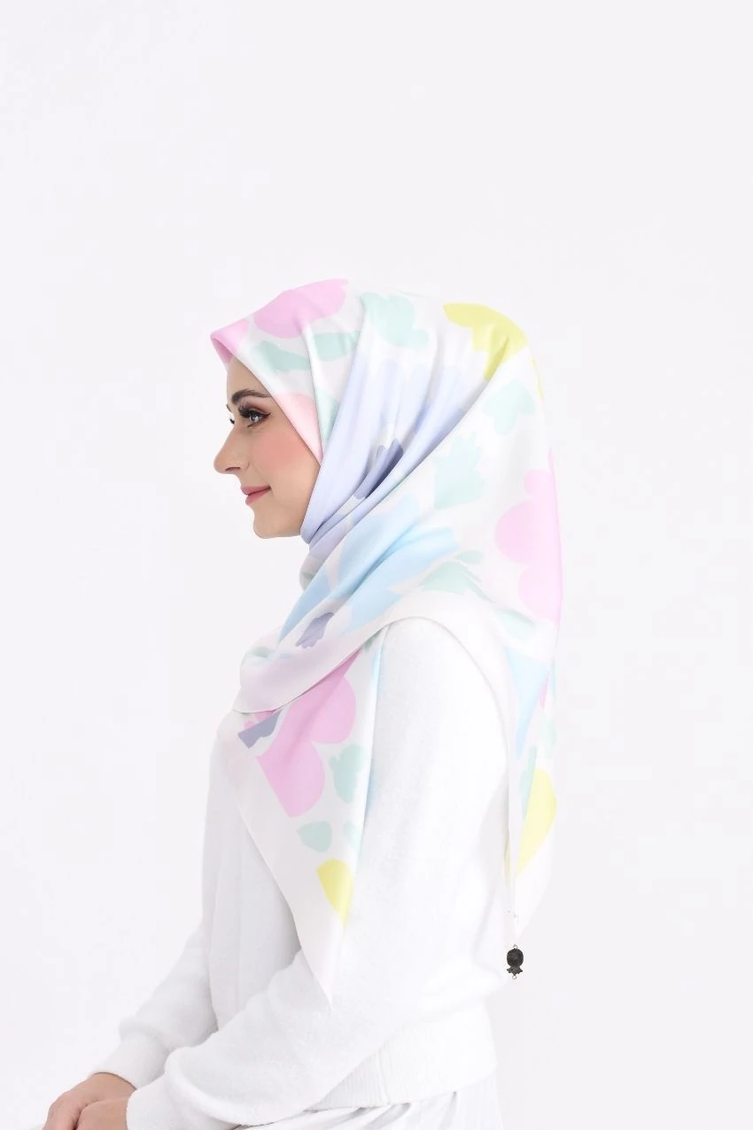 White Pashmina Cotton Printed Scarf