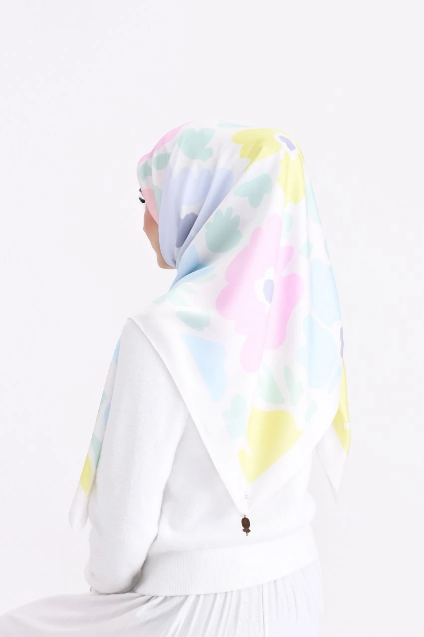 White Pashmina Cotton Printed Scarf