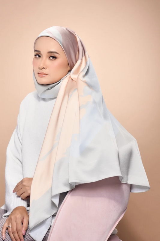 Sky Smoothy Silk Square Printed Scarf