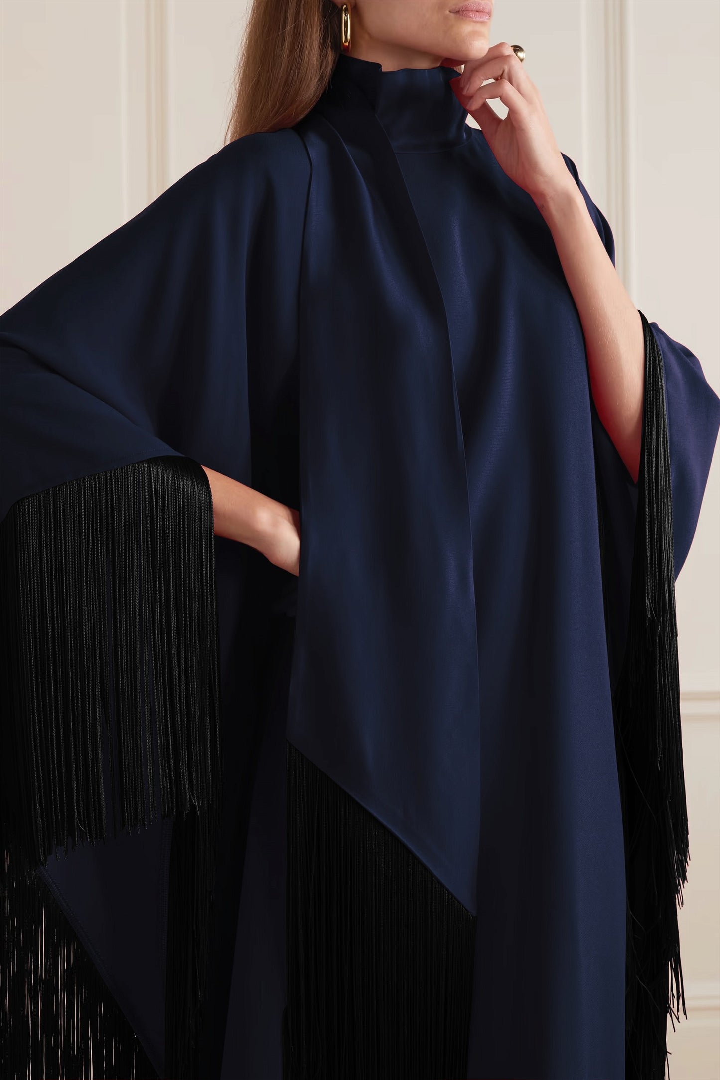 Designer regular Wear Navy Blue High Neck kaftan