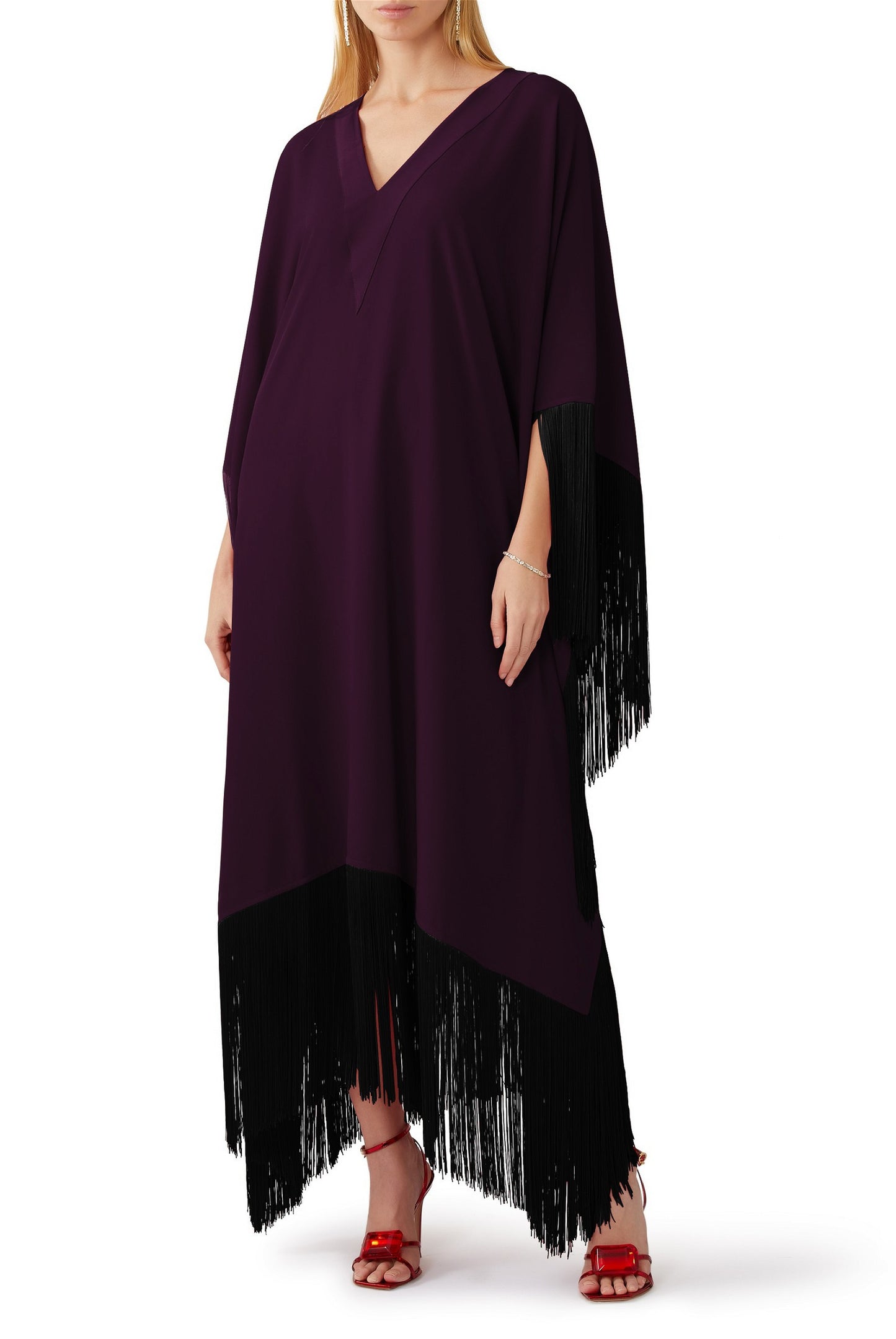 Designer regular Wear Wine V Neck kaftan