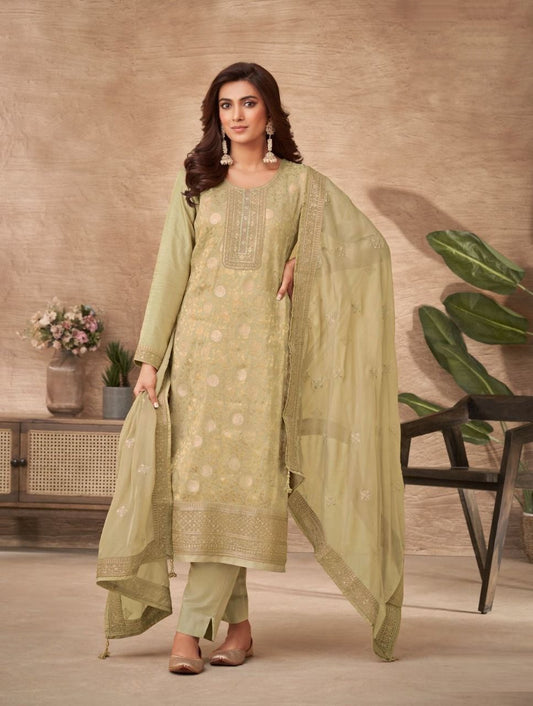 Designer Pure Viscose Dola Jacquard Dress Material
