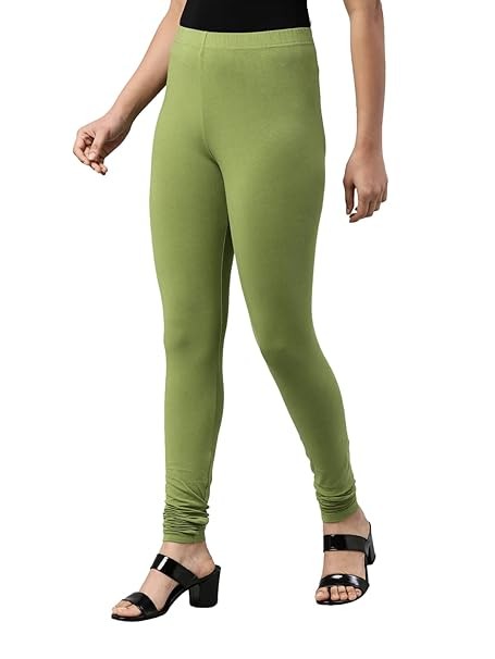 Pista Green Cotton Blend Churidar Leggings For Women