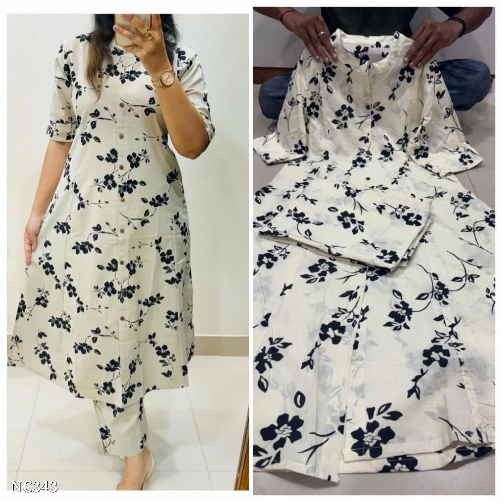 *Women's Beautiful Printed A-line Cotton Cord Set*