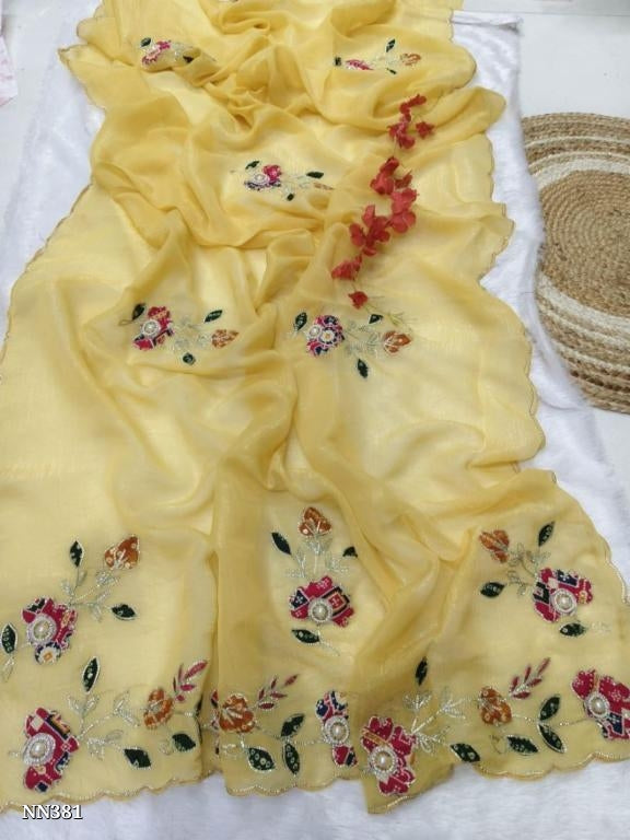 Fendi Chiffon Cut Paste Design Saree