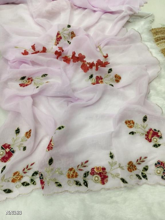 Fendi Chiffon Cut Paste Design Saree