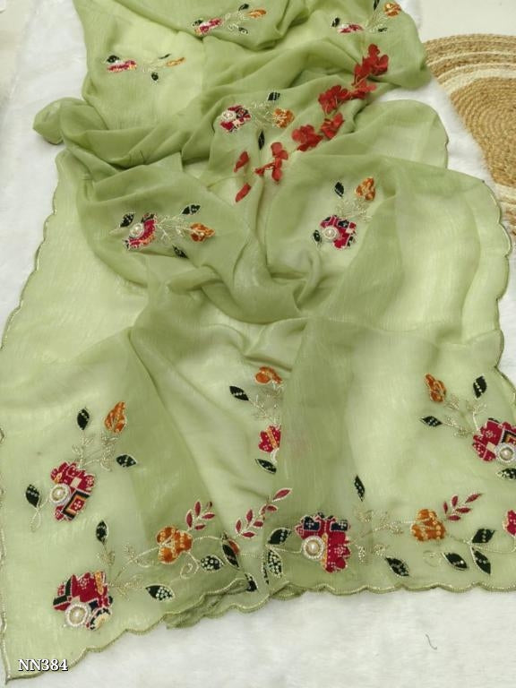 Fendi Chiffon Cut Paste Design Saree