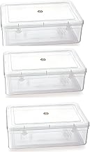 AWESTiC Set of 3 Transparent Plastic Rectangular Boxes with Secure Locking Lids - Organize and Store with Ease (48 * 34 * 45 Cms)