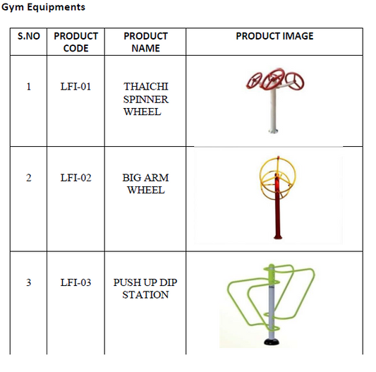 GYM Out Door Equipment's Only (Make to Order) for more details contact ph#7013471447