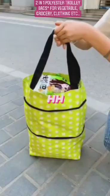 Foldable Shopping Bag With Wheels (1pc Rendom Colour Print)