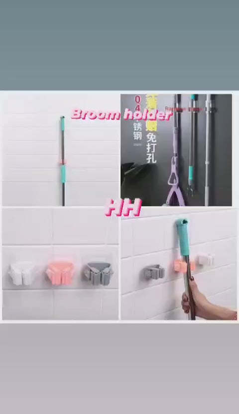 2pcs Polly Pack Shelf Adhesive Broom Holder