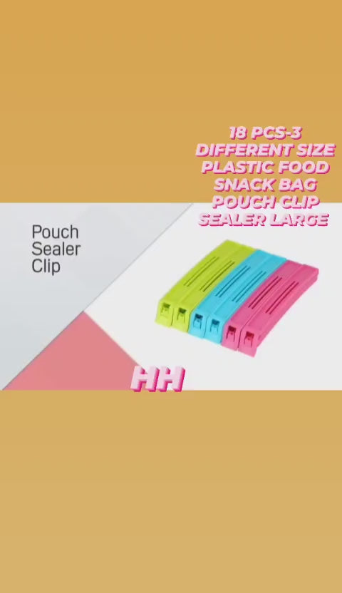 Set of 18pcs Box Pack 3 Different Sizes Food Snacks Bag Pouch Sealing Clips