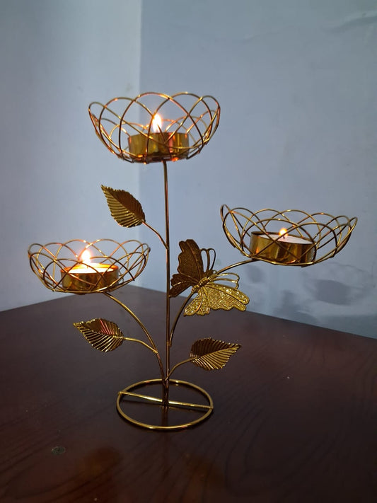 Beautiful golden butterfly light holder