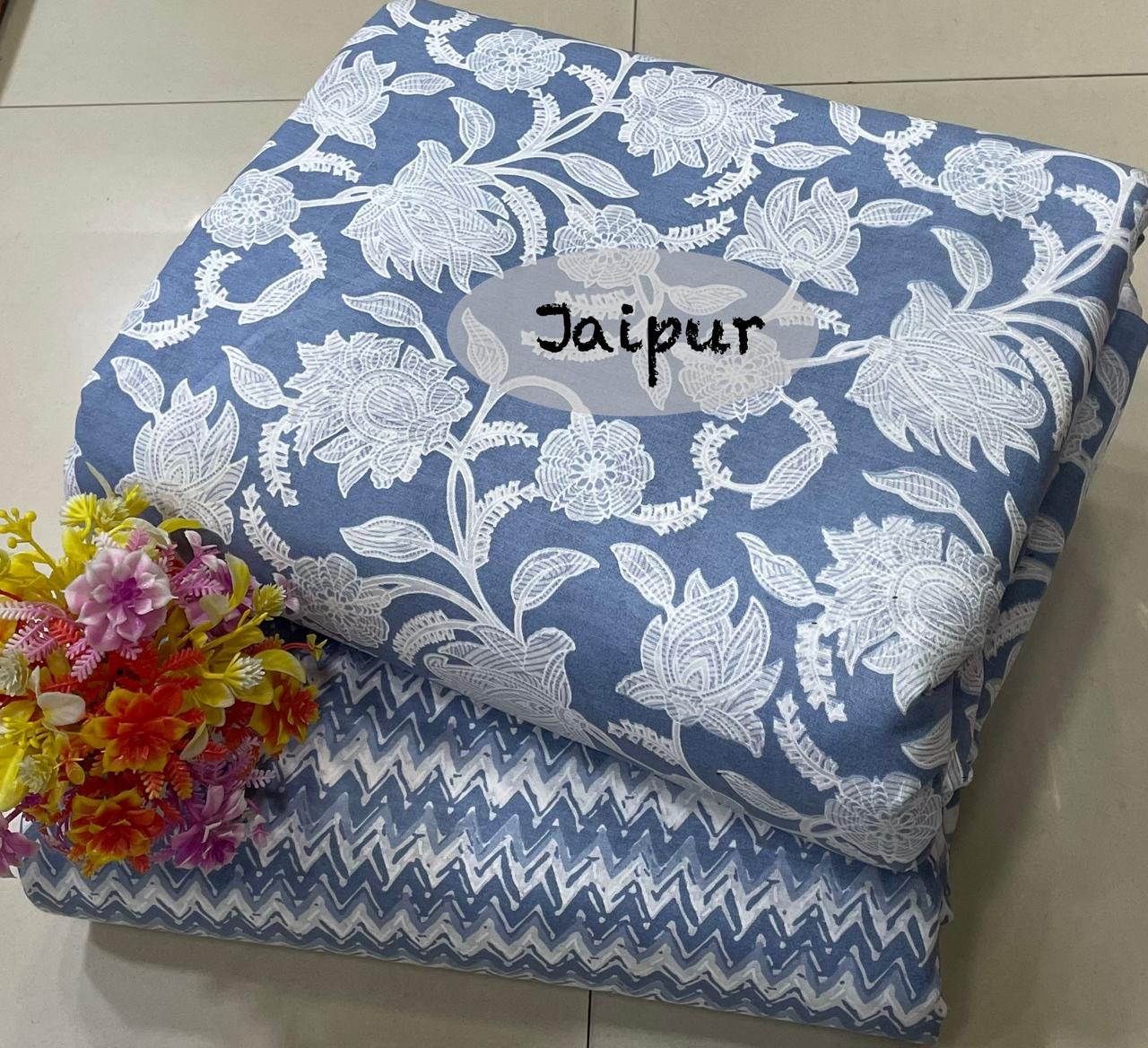 *Jaipur Cotton*

*Top & Bottom concept* 

*FABRIC DETAILS:-*

*TOP:- JAIPUR  COTTON JAIPUR PRINT.*
 *(CUT 2.50MTR.)*

*BOTTOM:- COTTON JAIPUR PRINT* 
  *(CUT2.50MTR.)*